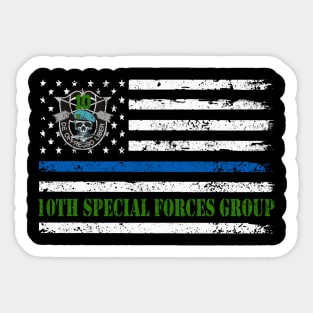 Proud US Army 10th Special Forces Group Skull Flag Veteran De Oppresso Liber SFG - Gift for Veterans Day 4th of July or Patriotic Memorial Day Sticker